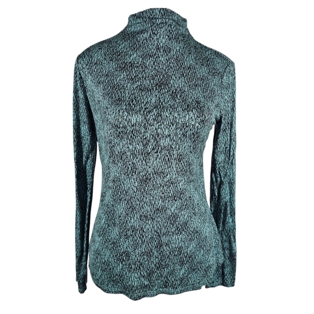 Worthington Green Fitted Blouse with Mandarin Collar Size Medium
